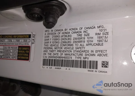 2022 Honda Cr-V Awd Touring из США, поврежденный, VIN 2HKRW2H96NH600374